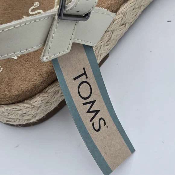 NWT TOMS Abby Flatform Espadrille Sandals, Leather Natural Woven , Women's 11 - Picture 16 of 16